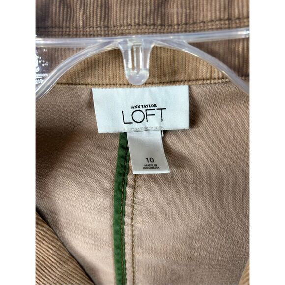 Preppy Ann Taylor LOFT Tan Corduroy Blazer Jacket Casual Fall Classic Y2K 10 - Picture 3 of 13